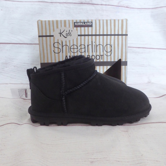 Kirkland Kids' Shearling Suede Mini Short Ankle Boots Black NEW - Picture 3 of 8